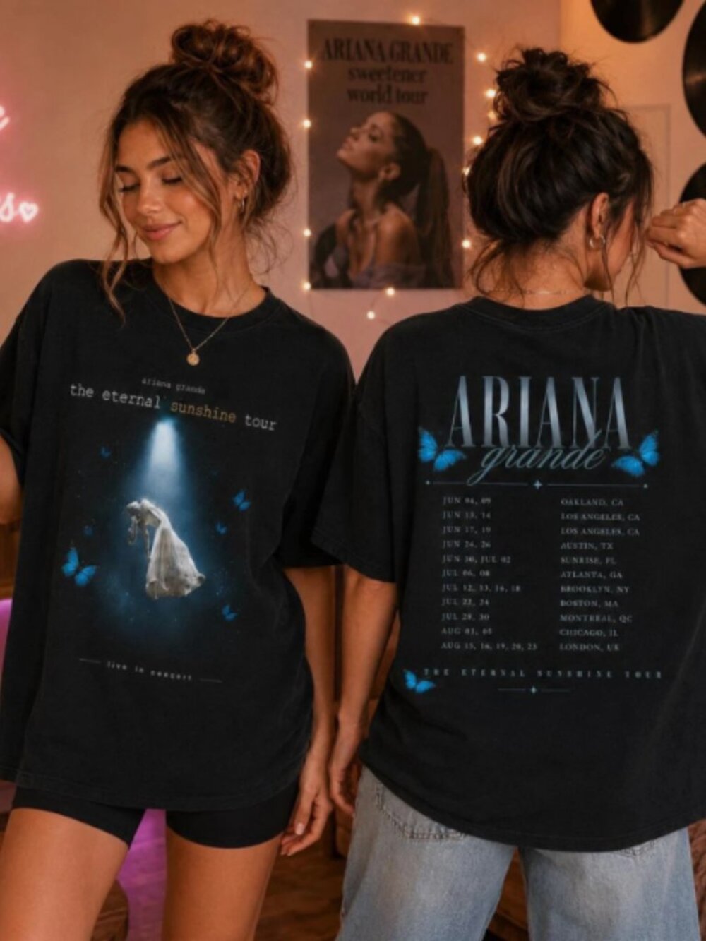 Ariana Grande Eternal Sunshine Tour Graphic Black T-Shirt